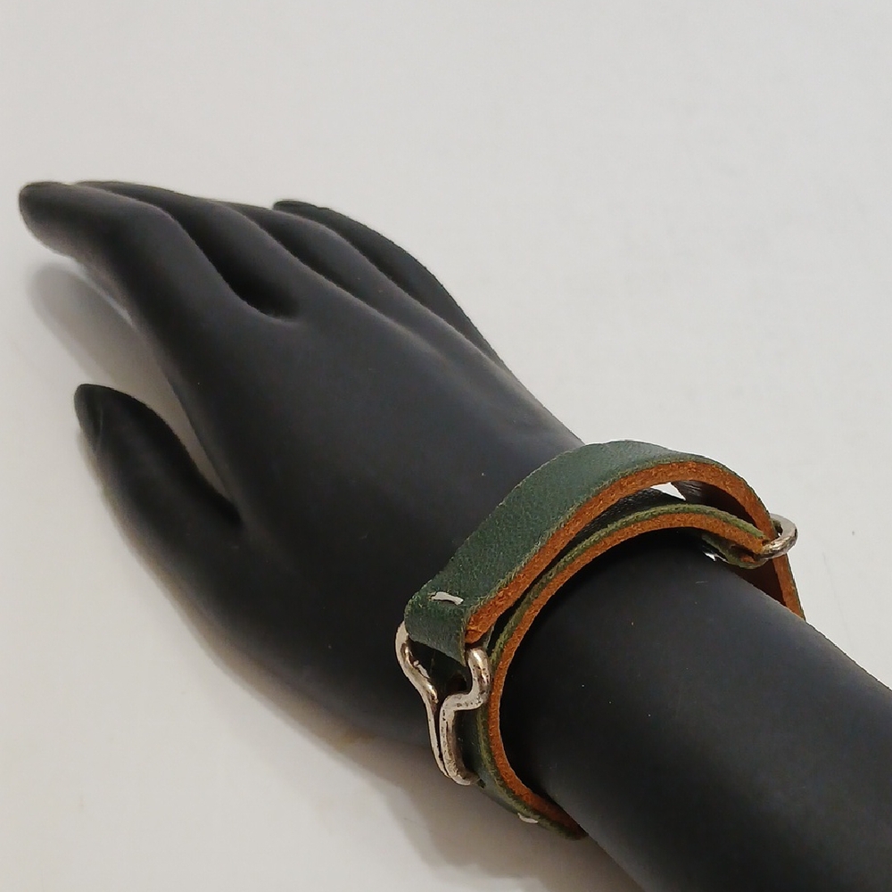 Giles & Brother Green Leather Bracelet